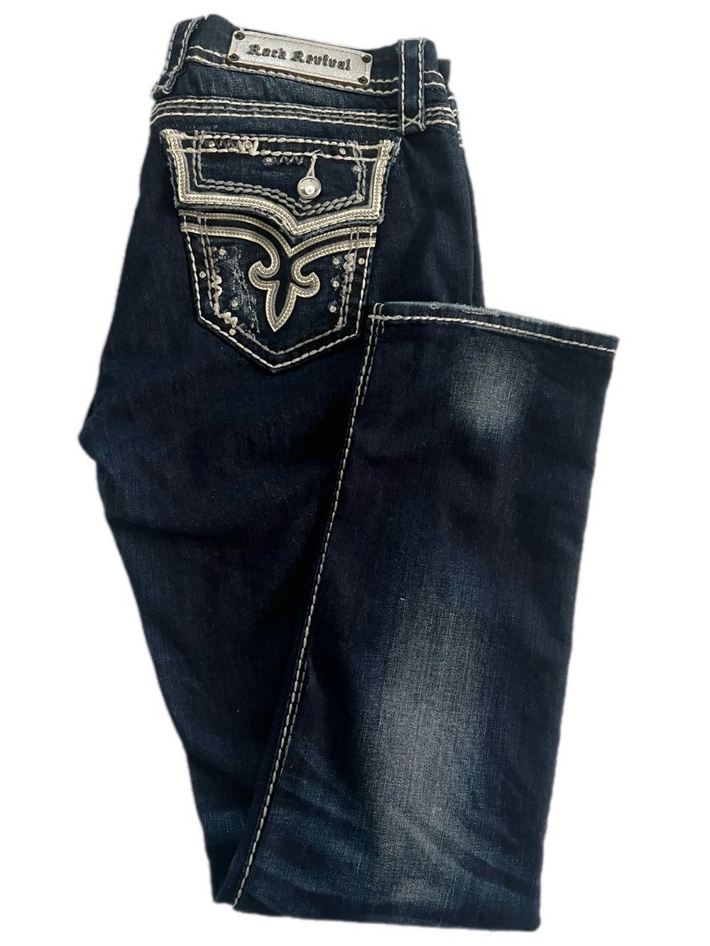 Buckle Rock Revival Kai Easy Skinny Embroidered Heavy Stitch Rhinestone Jean